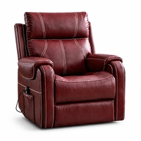Fauteuil inclinable électrique contemporain en bois avec revêtement en cuir PU, canapé inclinable électrique une place avec télécommande pour salon
