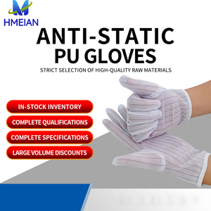 Guantes a rayas antiestáticos de doble cara para una operación sin polvo Industria electrónica <span class=keywords><strong>Esd</strong></span> Guantes antiestáticos para salas limpias - Product Image 4