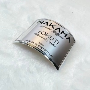 Custom Aluminum Perfume Nameplate For <b>Glass</b> <b>Bottles</b> Curved <b>Vintage</b> Style Offset Screen Printing Package Label - Product Image 2