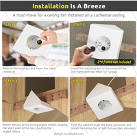 Kit de montage de ventilateur de plafond en plastique pour plafonds cathédrale, angles 80, installation facile, garantie 1 an, lot de 1