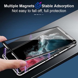 Funda Magnética con Marco de Aluminio, Protección Total, Compra al por Mayor, Fundas para Teléfono con Cristal Templado Transparente de Doble Cara para <span class=keywords><strong>Samsung</strong></span> <span class=keywords><strong>S22</strong></span> <span class=keywords><strong>Ultra</strong></span> - Product Image 4