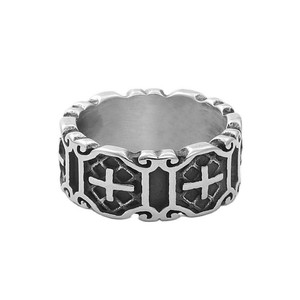 European American Style Men's Stainless Steel <b>Cross</b> <b>Ring</b> <b>Silver</b> Geometric Punk Fashion Jewelry Gift 26092 - Product Image 1