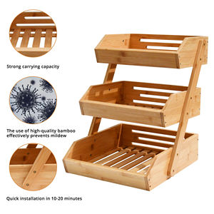 Bamboo Fruit Basket 3 Tier Fruit Holder for Kitchen Countertop Fruit Organizer <b>Vegetable</b> Storage <b>Stand</b> - Product Image 3
