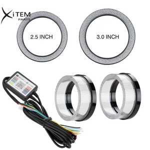 LED Projector Shroud Lens Angel Eyes Crystal Lampshade Round Halo Rings Dual Color RGB 2.5 3.0 for <strong>Bi</strong> LED <strong>Xenon</strong> Projector Lens - Product Image 2