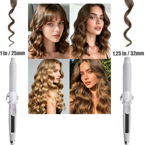 Rizador <span class=keywords><strong>de</strong></span> Pelo CHAOBA <span class=keywords><strong>de</strong></span> Doble Voltaje: 110V-240V, Rizador <span class=keywords><strong>de</strong></span> Pelo con Barril <span class=keywords><strong>de</strong></span> Cerámica <span class=keywords><strong>de</strong></span> 1 1/2 Pulgadas para Cabello hasta la Barbilla - Rizos Suaves con Pinza - Product Image 4