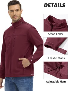 Men's <b>Lightweight</b> Winter Jacket Enhanced Breathability Softshell Weatherproof Windproof Stand Collar <b>Long</b> Waterproof Fabric <b>Coat</b> - Product Image 3