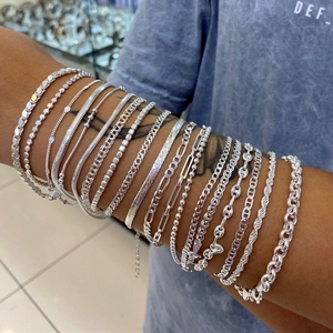 <b>Silver</b> 925 <b>Bracelets</b> <b>Charm</b> <b>Bracelet</b> 18k in Bulk for Girls for Women Pulsera Plata 925 Joyas Brazaletes Parejas - Product Image 1