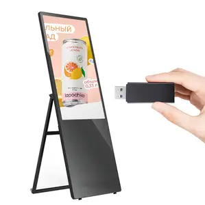 Kiosco de tótem Android de 32 y 43 pulgadas, publicidad independiente, señalización Digital portátil plegable, pantalla de póster Lcd