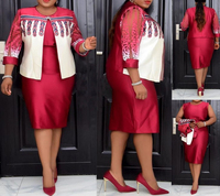 Robes de soirée élégantes décontractées pour femmes africaines, grande taille, été, unie, moulante, robe de bureau, veste courte, robe mi-longue, ensemble 2 pièces