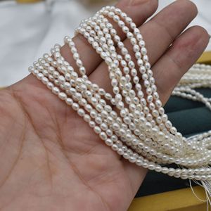 Collier de perles d'eau douce blanches pour femmes, perles de millet de 2,5 mm à forte luminosité, perles blanches semi-finies à faire soi-même, perles naturelles dispersées - Product Image 2