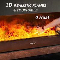 Chauffage de cheminée électronique moderne Base métallique décorative 64 LED Flamme Couleurs Humidificateur Foyer à vapeur d'eau pour usage domestique