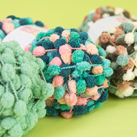 Fil fantaisie en polyester Heny de haute qualité, 5S/1, couleurs mélangées, 1 cm, pompon arc-en-ciel DIY, section teinte, fil popcorn pour le tricot, pelote de 150 g