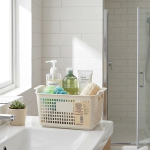 <span class=keywords><strong>Panier</strong></span> de rangement moderne en plastique écologique, en PP de qualité alimentaire, respirant, ajouré avec poignées pour salle de bain, cuisine, bureau - Product Image 6