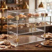 Vitrine de boulangerie en acrylique avec porte verrouillable, étagères réglables, vitrine à gâteaux en acrylique avec éclairage LED pour la sécurité alimentaire et la présentation