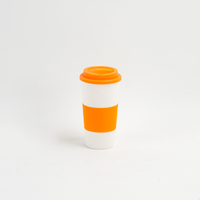 Mug à café réutilisable JWAY écologique en plastique PP à double paroi, résistant aux hautes températures, 17 oz, avec couvercle et manchon en silicone