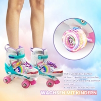 Ensemble de protections pour patins à roulettes pour enfants Sportneer, 4 tailles réglables, filles, 8 roues LED clignotantes, design cartoon, nylon, cuir, sûr