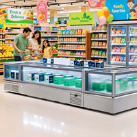 Vitrine réfrigérée combinée pour supermarché, armoire de présentation, congélateur coffre profond pour glaces et poissons