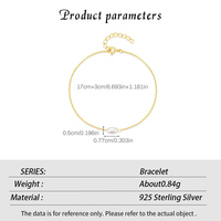 Bracelet en argent sterling S925 avec une seule perle baroque, plaqué or 18 carats, chaîne fine et délicate, bijoux minimalistes pour femmes, cadeau