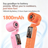 Nouveaux produits d'usine : Caméra d'action rotative à 180° avec enregistrement 1080p, stabilisation, sport, caméra-ventilateur portable 2-en-1, MicroSD