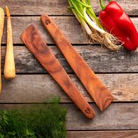 Ensemble de spatules en bois pour la cuisine, 2 spatules en teck durables de 12 pouces, spatule plate pour retourner les œufs, grattoir à crêpes, ustensiles en boîte