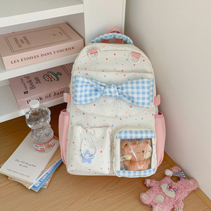 High-appearance fashionable cute plaid bowknot <b>backpack</b> for large capacity <b>backpack</b> - Product Image 5