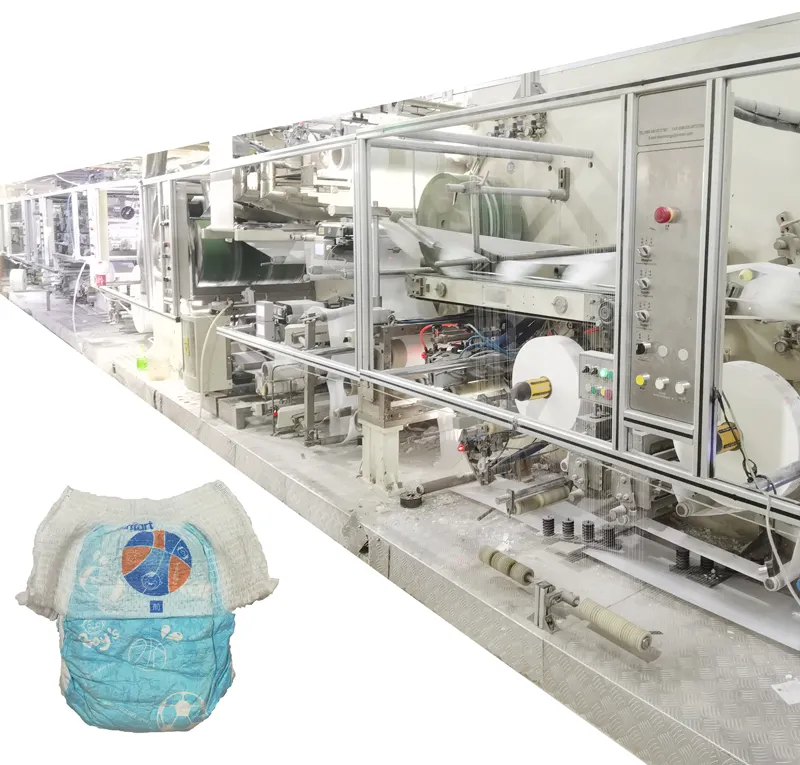 Second Hands Child Diaper Making Machine Line For Disposable Elastic Waistband Baby Diaper Machine Production Line