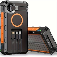 Batterie Externe Solaire Portable d'Extérieur 20000 mAh avec Chargeur Solaire, Lampe et Boussole