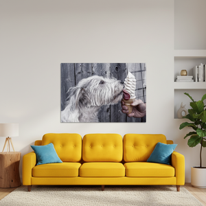 Printed <b>Canvas</b>: Cute Dog Eating Ice Cream Artwork, Elegant <b>Wall</b> Decor,TEMPERED GLASS ART - Product Image 3