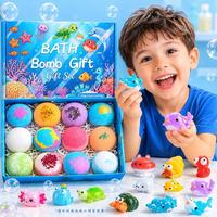 Ensemble de 12 sels de bain pour enfants de luxe sur le thème de l'océan avec des jouets surprises |   Bombes de bain bio à la noix de coco, cadeau naturel pour le spa et l'aromathérapie