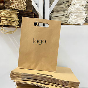 Hdpk xách tay tote túi giấy nâu trắng thực phẩm takeout đấm Túi tùy chỉnh Kraft túi với huy hiệu của riêng bạn - Product Image 2