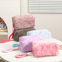 Tas Kosmetik Motif Macan Tutul Baru Kapasitas Besar Tas Jinjing Portabel Tas Penyimpanan Mewah Tas Perlengkapan Mandi Multifungsi untuk Wanita