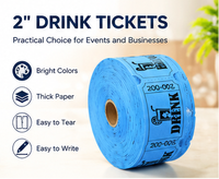 Rouleau de tickets de boisson en papier bleu épais et durable, perforé, facile à déchirer, imprimé flexographique avec logo DRINK