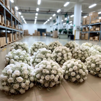 FL-093 Bola Bunga Putih Ukuran Besar 60cm, Bola Floral Besar untuk Dekorasi Meja Tengah Pesta Pernikahan