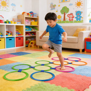 <span class=keywords><strong>Jeu</strong></span> de <span class=keywords><strong>marelle</strong></span> avec cercles colorés en tissu à cercles fixes, jouet éducatif sportif pour enfants - Product Image 1