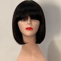 Perruque courte bob en cheveux humains Remy vierges à 100 %, ondulée, avec frange, sans colle, pour femmes noires, toutes couleurs, la plus vendue de l'usine