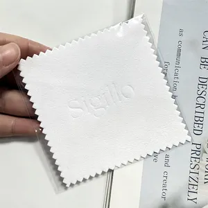 Pano de limpeza de camurça de microfibra para joalheria personalizada em relevo pano prateado com impressão de logotipo