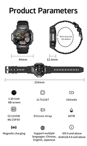 Montre connectée de sport d'extérieur CE FCC Rohs KC91 avec GPS, SOS, lampe torche, étanche 3ATM, suivi de santé, IA ChatGPT, Bluetooth - Product Image 6