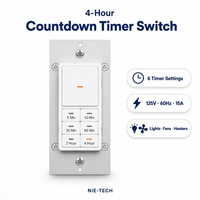 Sakelar Timer Hitung Mundur Dinding ODM 15A 125V Tahan Api PC untuk Kipas Exhaust Kamar Mandi