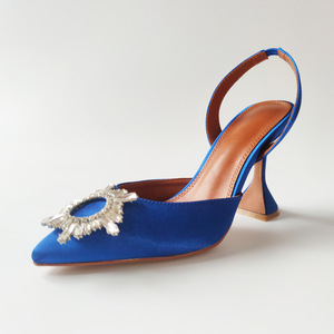 33-43 Silk Material Damen Schuhe Charms Sippers Custom New Fashion Mules Style Sexy High Heel <b>Shoes</b> for Woman - Product Image 6
