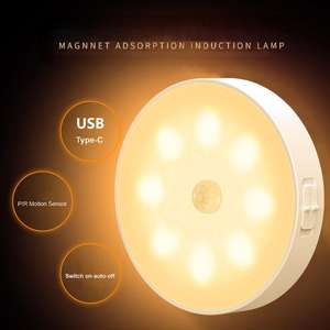 Fabrik preis 0,5 W Ultra dünnes LED-Puck licht 5V Drahtloser moderner Nachtlampen-Bewegungs sensor Wiederauf ladbare 8LED Warmweiß-Schrank-LED - Product Image 2