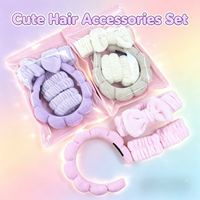 Lot de 6 bandeaux Cloud pour spa, maquillage, yoga, avec chouchous et pinces, coffret cadeau, vente en gros