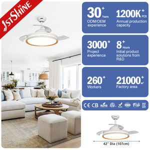พัดลมเพดาน LED 1stshine มอเตอร์ทองแดง230V หรี่แสงได้พัดลมเพดาน LED ใบพัด ABS - Product Image 1