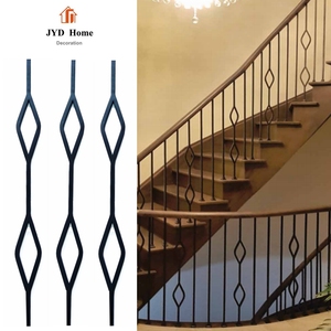 Lucky JYD — aiguilles d'escaliers <span class=keywords><strong>en</strong></span> <span class=keywords><strong>fer</strong></span> <span class=keywords><strong>forgé</strong></span> à Double cercles de 1/2 ", robinetterie ajourée carrée <span class=keywords><strong>en</strong></span> Satin noir <span class=keywords><strong>en</strong></span> métal pour décoration d'escalier d'intérieur - Product Image 4