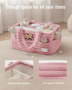 Organizador de Pañales para Bebé Personalizado con Divisores Extraíbles, Cesta de Almacenamiento de Felpa para Guardería, Fabricante - Product Image 3