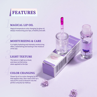 Huile à lèvres changeante de couleur fabriquée par le fabricant OEM, parfum floral, imperméable, longue durée, brillant à lèvres magique