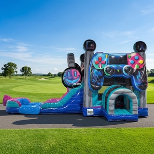 Castello Gonfiabile Commerciale a Tema <span class=keywords><strong>Gaming</strong></span> con Scivolo e Controller, Ideale per Noleggio Feste - Product Image 1