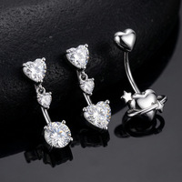 Piercing de nombril en acier inoxydable 316L de haute qualité avec pendentif zircon en forme de cœur – Bijoux de piercing pour le marché européen et américain