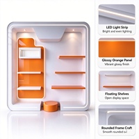 Vitrine de présentation de cosmétiques LED arquée personnalisée, modulaire, murale, pour magasin de maquillage, comptoir de présentation de cosmétiques pour boutique de beauté