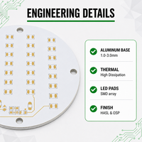 Fabricant de circuits imprimés en aluminium avec carte de base LED de 1,0 à 3,0 mm, simple et double couche, HASL OSP, assemblage de circuits imprimés personnalisés PCBA