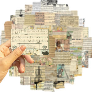 50PCS Yellowing Burning Notation Music Sheet Vintage Sticker - Product Image 3